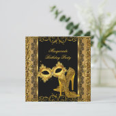 マスカレードパーティー金ゴールドレオパードハイヒール2 招待状 (スタンド正面)