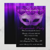 マスカレードパーティー セレブレーション 青と紫の招待状 招待状 (正面/裏面)