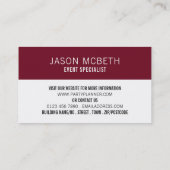 マスカレードパーティー、パーティーイベントプランナー 名刺 (裏面)