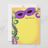 マスカレードパープルイエローマスクボール甘い16フラット ノートカード (正面)