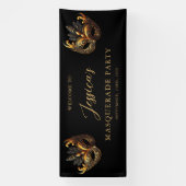 マスカレードブラック金ゴールド誕生日へようこそ 横断幕 (縦)