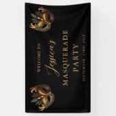 マスカレードブラック金ゴールド誕生日へようこそ 横断幕 (縦)