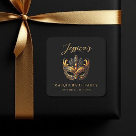 マスカレードブラック金ゴールド誕生日 スクエアシール
