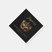 マスカレードブラック金ゴールド誕生日 スタンダードカクテルナプキン (角)