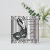 マスカレードボールシルバーブラックパーティの招待状 招待状 (スタンド正面)