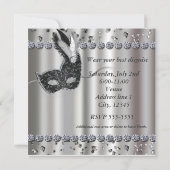 マスカレードボールシルバーブラックパーティの招待状 招待状 (裏面)