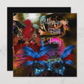 マスカレードボールパーティーマスクカラフル抽象芸術2 招待状 (正面/裏面)