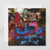 マスカレードボールパーティーマスクカラフル抽象芸術2 招待状 (正面)