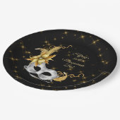 マスカレードボールプレート、誕生日プレート、ブラック金ゴールド  ペーパープレート (アングル)