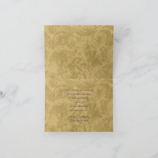 マスカレードボールマスクウェディングサンキューパープル サンキューカード (内部)