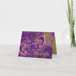 マスカレードボールマスクウェディング感謝パープル サンキューカード