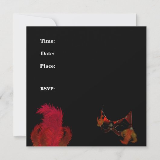 マスカレードボールマスクレッドブラック招待状パーティー 招待状 (裏面)