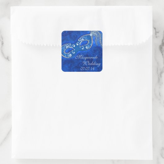 マスカレードボールマーディグラスブルー結婚ズ スクエアシール (バッグ)