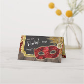 マスカレードボールレッド金ゴールド孔雀パーティー座席表 プレイスカード (裏面)