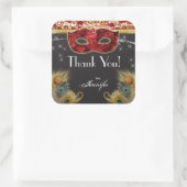 マスカレードボールレッド金ゴールド孔雀誕生日シール スクエアシール (バッグ)