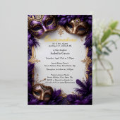 マスカレードボール・キンセアニエラ・ロイヤルバロックパープル 箔招待状 (立ち正面)