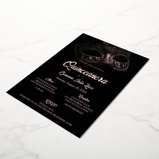 マスカレードボール　ホイル　キンセアニエラ　パーティー招待状 箔招待状 (回転した状態)