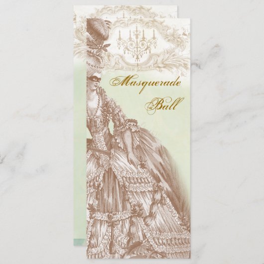 マスカレードボール、メニューティール(緑がかった色)と金ゴールド メニュー (正面/裏面)