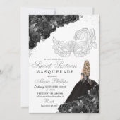 マスカレードボールSweet sixteenブラック&シルバー 招待状 (正面)