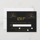 マスカレードマスクエレガントブラック&金ゴールド 出欠カード (正面)