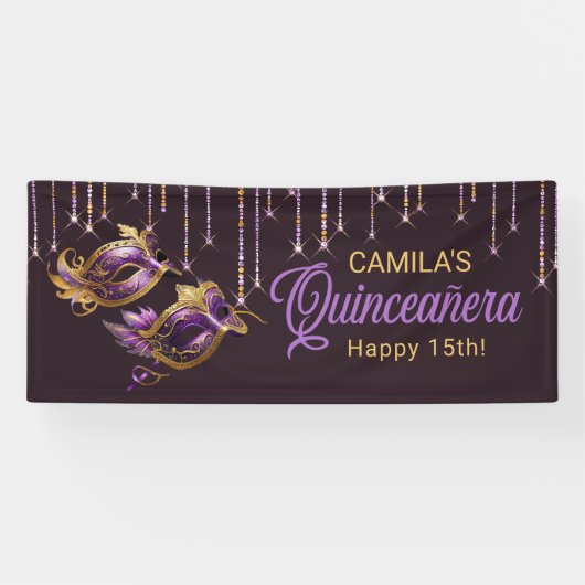 マスカレードマスクキンセアニラパープル金ゴールドID1031 横断幕 (横)