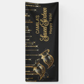 マスカレードマスクスウィート16ブラック金ゴールドID1032 横断幕 (縦)