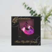 マスカレードマスクピンクキンセアニェラパーティの招待状 招待状 (スタンド正面)