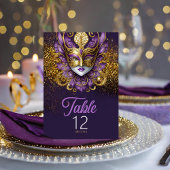 マスカレードマスクモチーフパープル金ゴールドID1031 テーブルナンバー