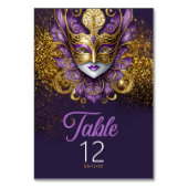 マスカレードマスクモチーフパープル金ゴールドID1031 テーブルナンバー (正面)