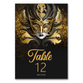 マスカレードマスクモチーフブラック金ゴールドID1031 テーブルナンバー (正面)