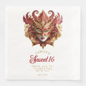 マスカレードマスクモチーフレッド金ゴールドホワイトID1032 (正面)