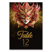 マスカレードマスクモチーフレッド金ゴールドID1031 テーブルナンバー (正面)