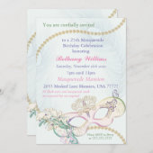 マスカレードマルディグラスカーニバルパステルウィンターボール 招待状 (正面/裏面)