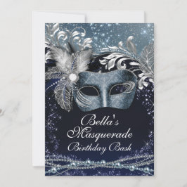 マスカレードマルディグラスバースデーパーティ招待状 招待状