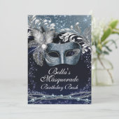 マスカレードマルディグラスバースデーパーティ招待状 招待状 (スタンド正面)