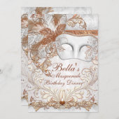 マスカレードマルディグラスパーティの招待状 招待状 (正面/裏面)