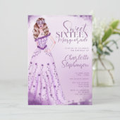 マスカレード水色イラストレーションSweet sixteen 招待状 (スタンド正面)