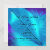 マスカレード甘い16パープルティール(緑がかった色)ブルーマスク 招待状 (裏面)