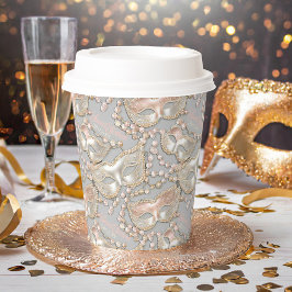 マスカレード甘い16ビーズマスクバラ金ゴールドID1032 紙コップ