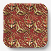 マスカレード甘い16ビーズマスク赤ID1032 ペーパープレート (正面)