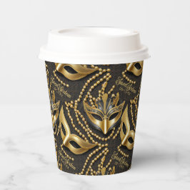 マスカレード甘い16ビーズマスク黒ID1032 紙コップ