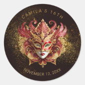 マスカレード甘い16赤金ゴールドV2 ID1032 ラウンドシール (正面)