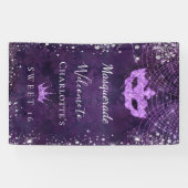マスカレード紫の銀のグリッターダストスウィート16 横断幕 (横)