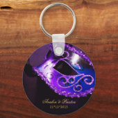 マスカレード結婚式の引き出物パープルキーチェーン キーホルダー (正面)