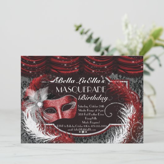 マスカレード誕生日イベントパーティの招待状 招待状 (スタンド正面)
