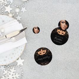 マスカレード黒い金ゴールドグリッターほこり誕生日パーティー コンフェッティ