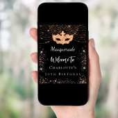 マスカレード黒金ゴールド歓迎の誕生日パーティー ポスター