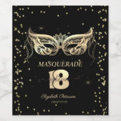 マスカレード ゴールド ダイヤモンド 18歳の誕生日 ワインラベル (シングルラベル)