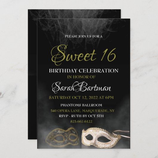 マスカレード スイート16 招待状 (正面/裏面)