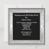 マスカレード スイート16 16歳の誕生日 黒と白 招待状 (裏面)